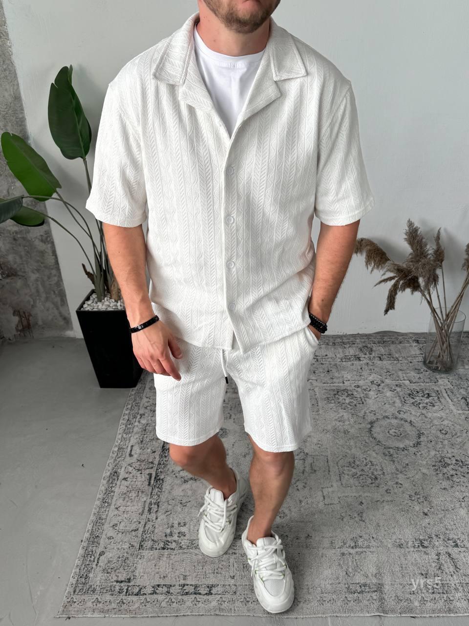 Men’s Black Summer Knit Set — Ribbed Polo & Shorts — Resort Vacation Outfit for Men — Casual Streetwear Set — Gift for Him