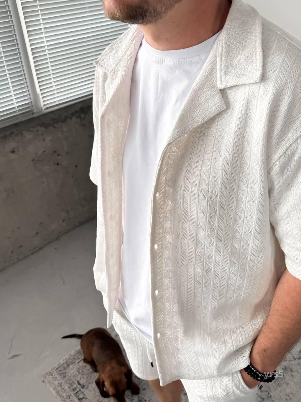 Men’s Black Summer Knit Set — Ribbed Polo & Shorts — Resort Vacation Outfit for Men — Casual Streetwear Set — Gift for Him