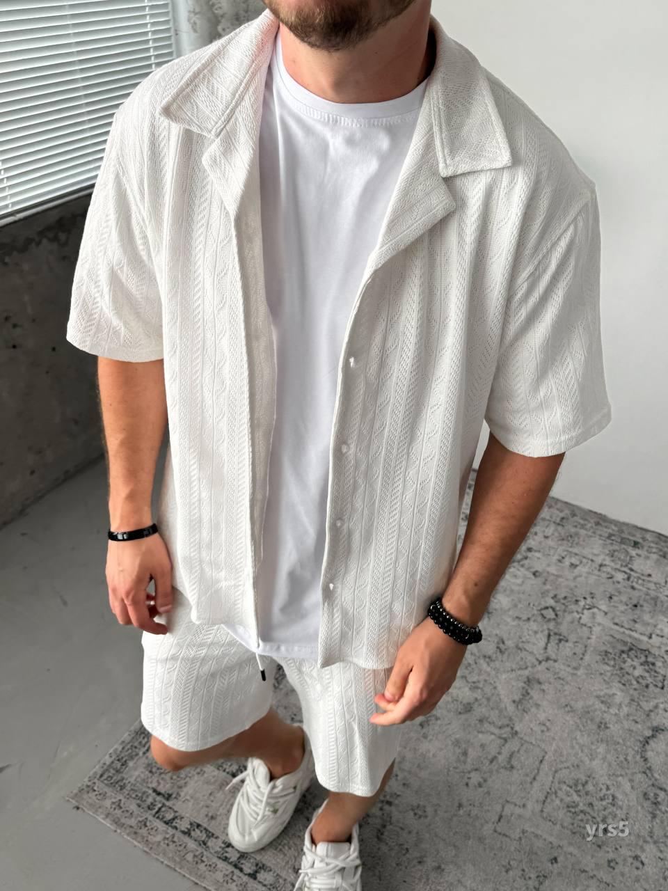 Men’s Black Summer Knit Set — Ribbed Polo & Shorts — Resort Vacation Outfit for Men — Casual Streetwear Set — Gift for Him