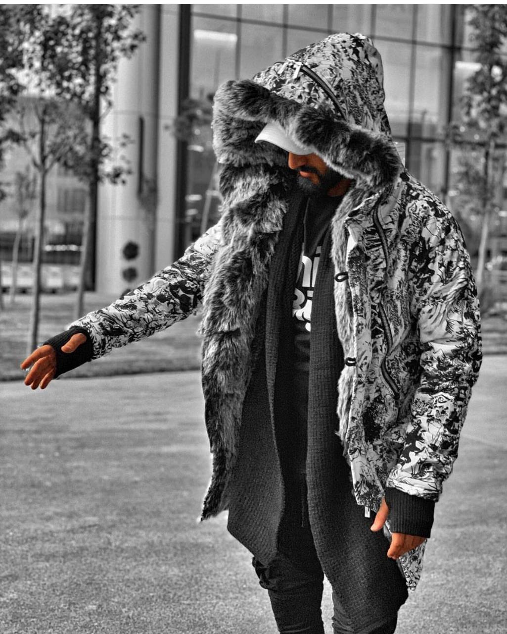 Oversized Faux Fur Parka: Men's Urban Streetwear Winter