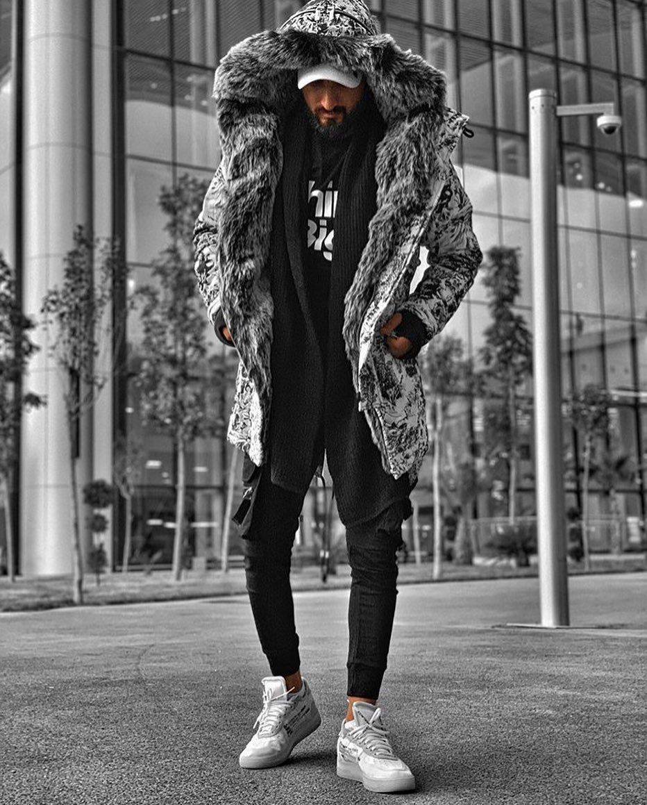 Oversized Faux Fur Parka: Men's Urban Streetwear Winter