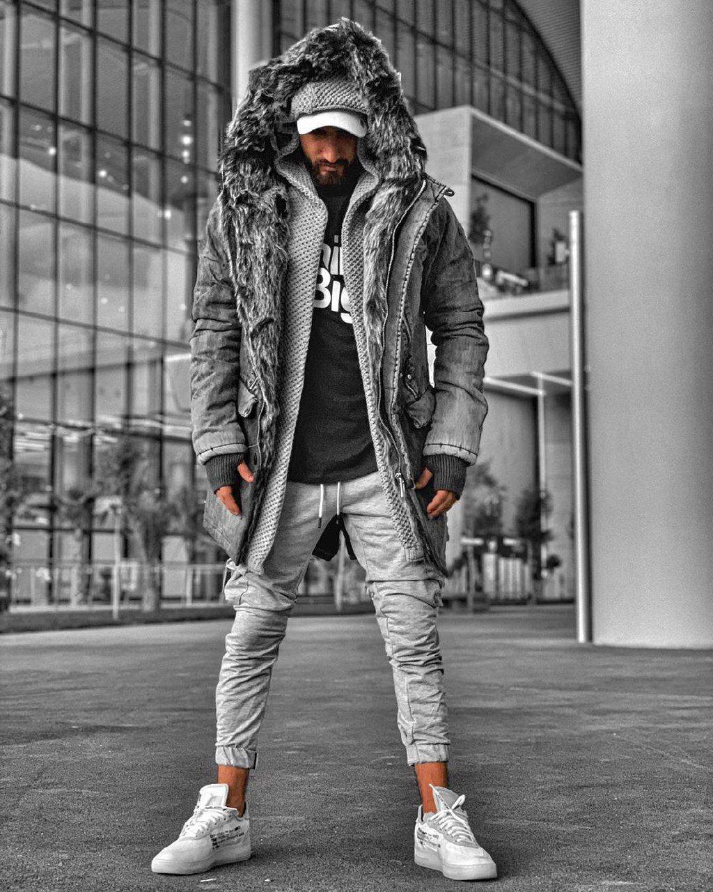 Oversized Faux Fur Parka: Men's Urban Streetwear Winter