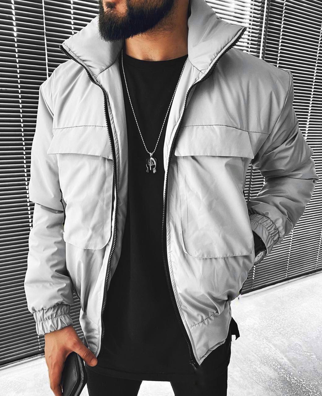 Men’s Lightweight Jacket – Casual Streetwear Zip Up Coat with Pockets, Spring Fall Outerwear