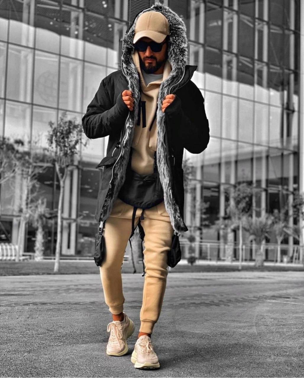 Oversized Faux Fur Parka: Men's Urban Streetwear Winter