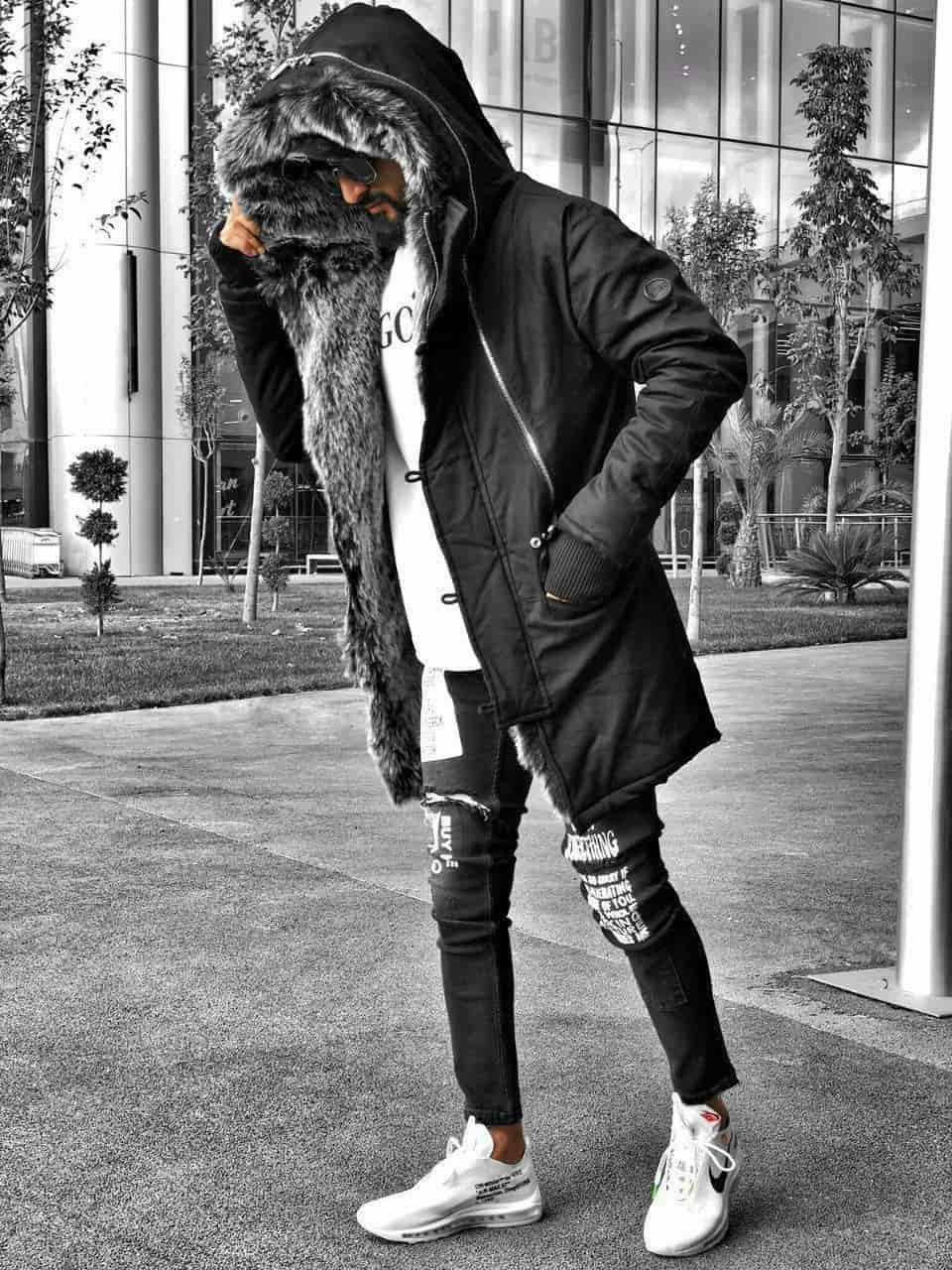Oversized Faux Fur Parka: Men's Urban Streetwear Winter