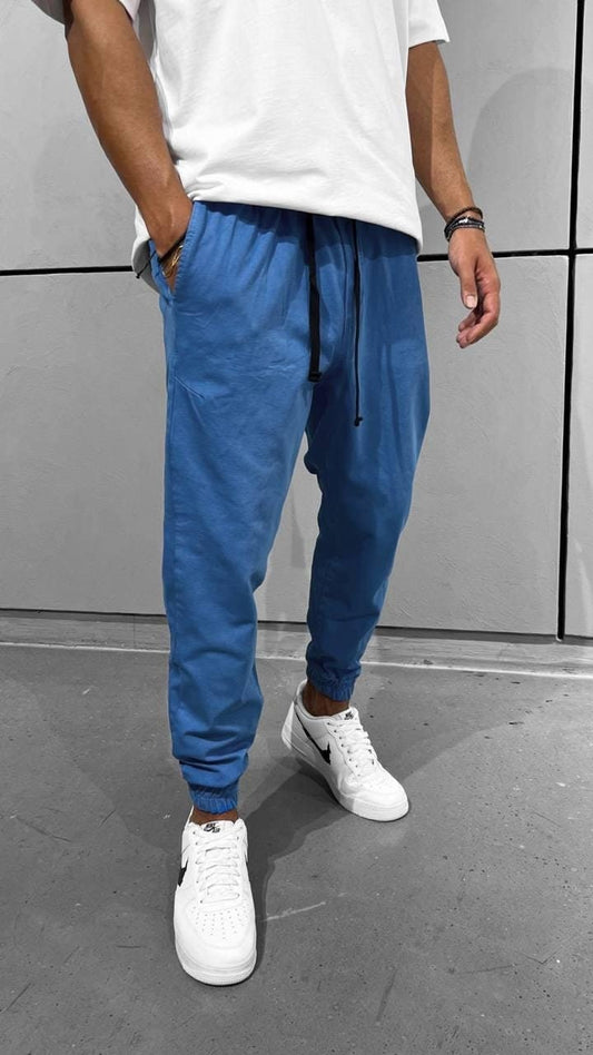 Blue Classic Streetwear Cargo Jogger Pants