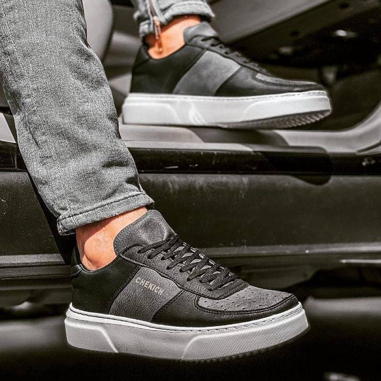 Mens Fashion Black Sneakers Lace up Casual Shoes Skate Shoes Size 7.5-10.5