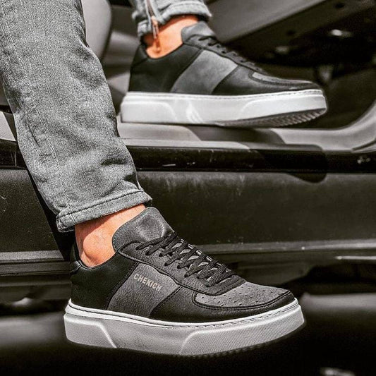 Mens Fashion Black Sneakers Lace up Casual Shoes Skate Shoes Size 7.5-10.5