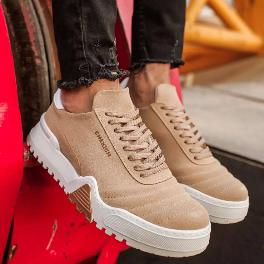 Mens Fashion Brown Sneakers Lace up Casual Shoes Skate Shoes Size 7.5-10.5