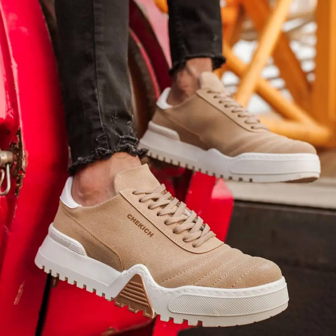 Mens Fashion Brown Sneakers Lace up Casual Shoes Skate Shoes Size 7.5-10.5