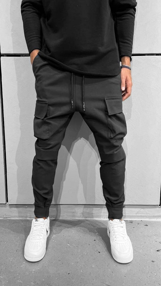 Black Tactical Techwear  Classic Streetwear Cargo Jogger Pants