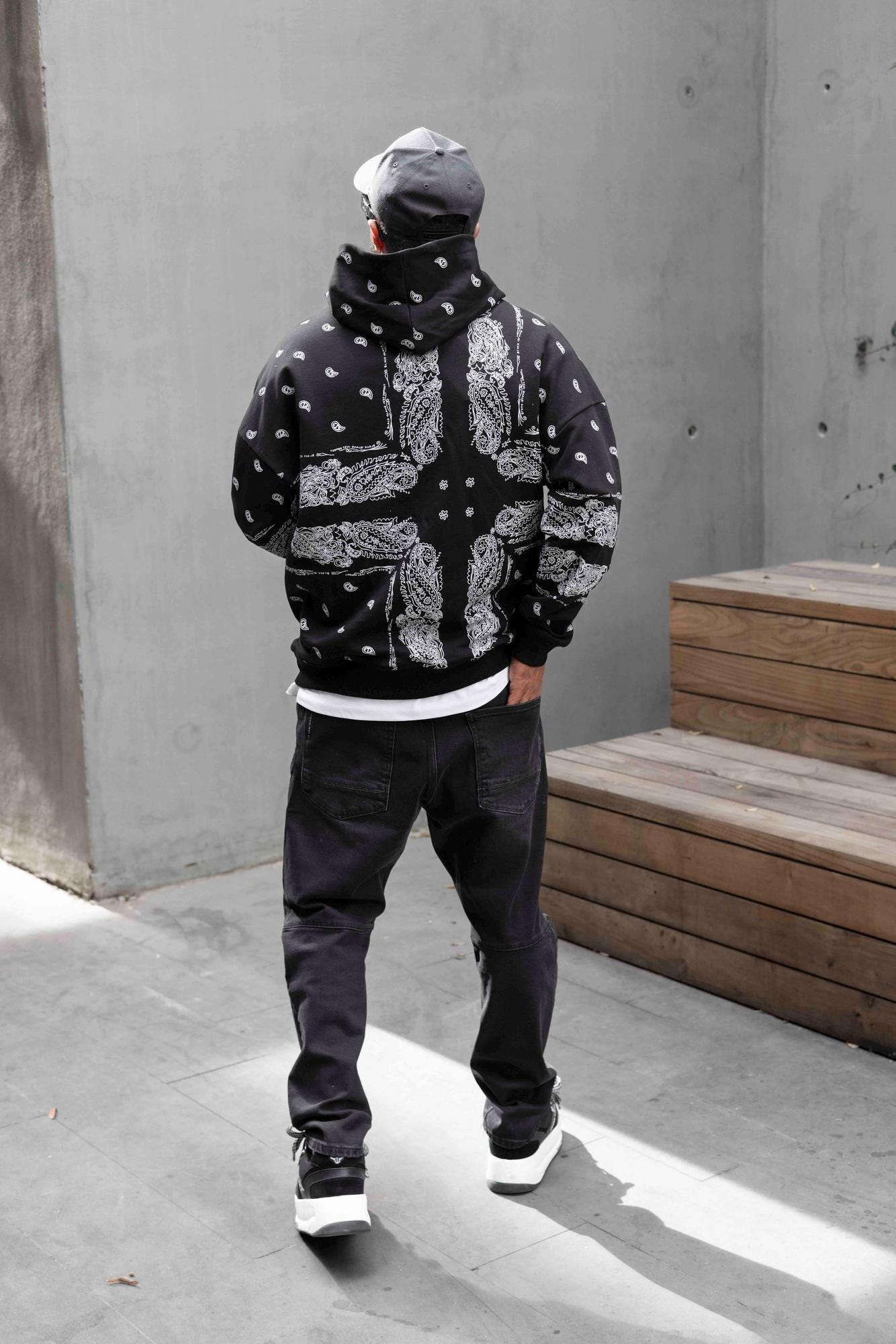 Men Black Streetwear Hoodie