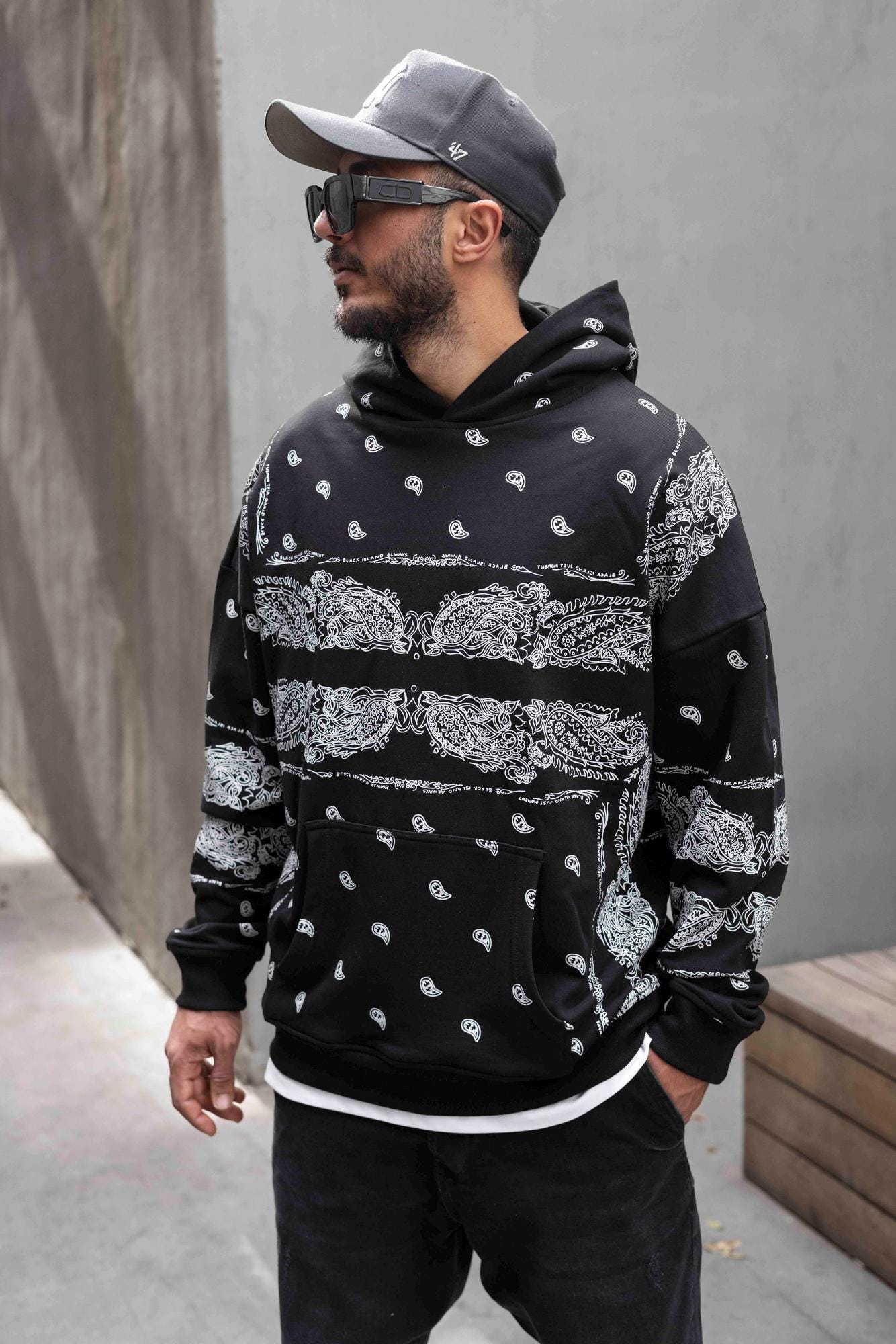 Men Black Streetwear Hoodie