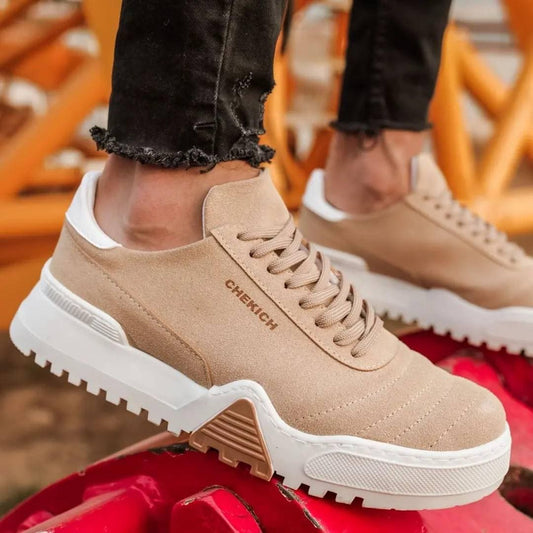 Mens Fashion Brown Sneakers Lace up Casual Shoes Skate Shoes Size 7.5-10.5