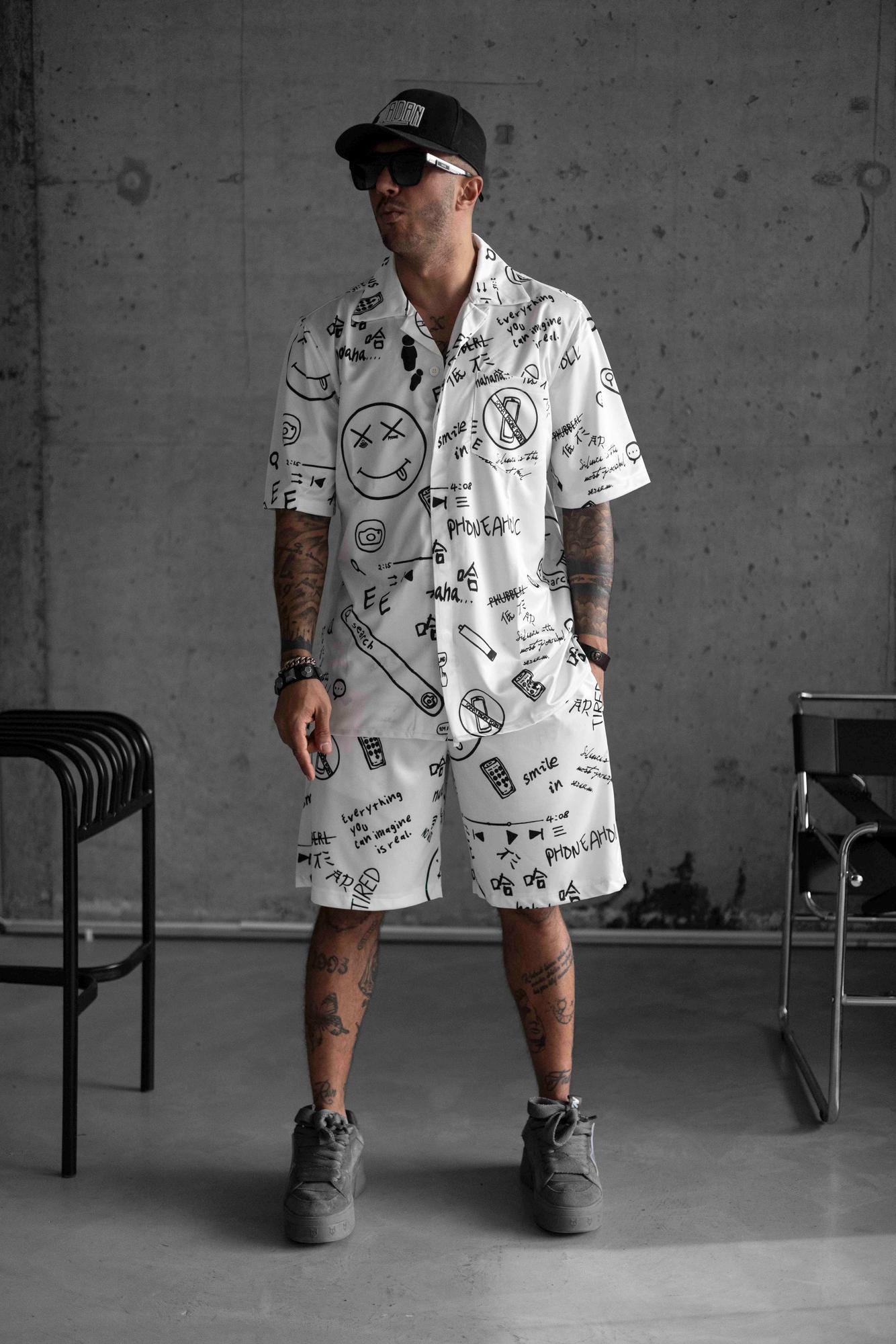 Men Shorts and t-shirt set Black