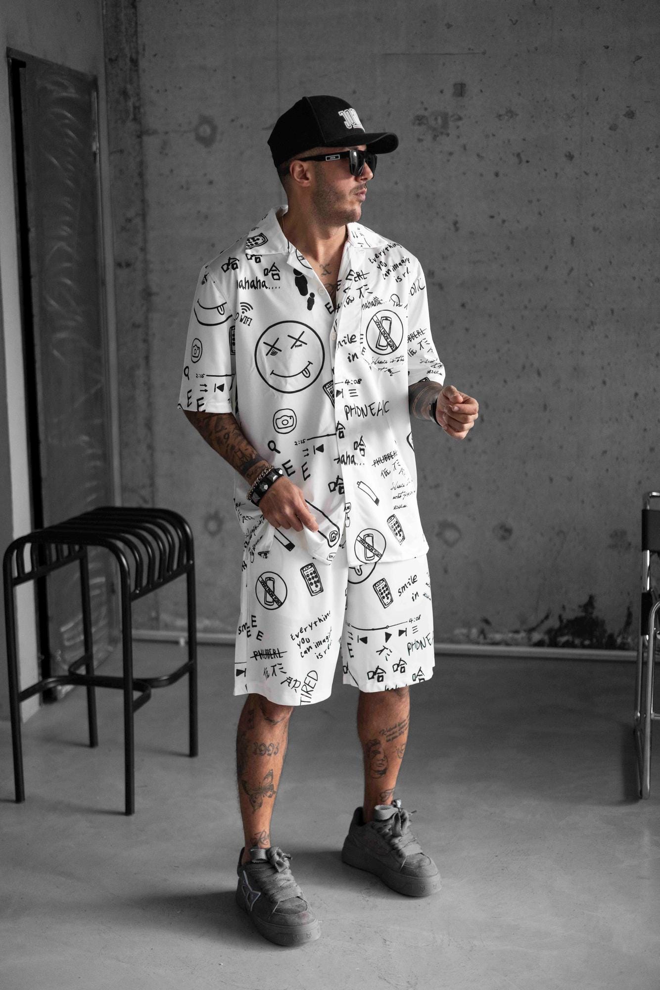 Men Shorts and t-shirt set Black