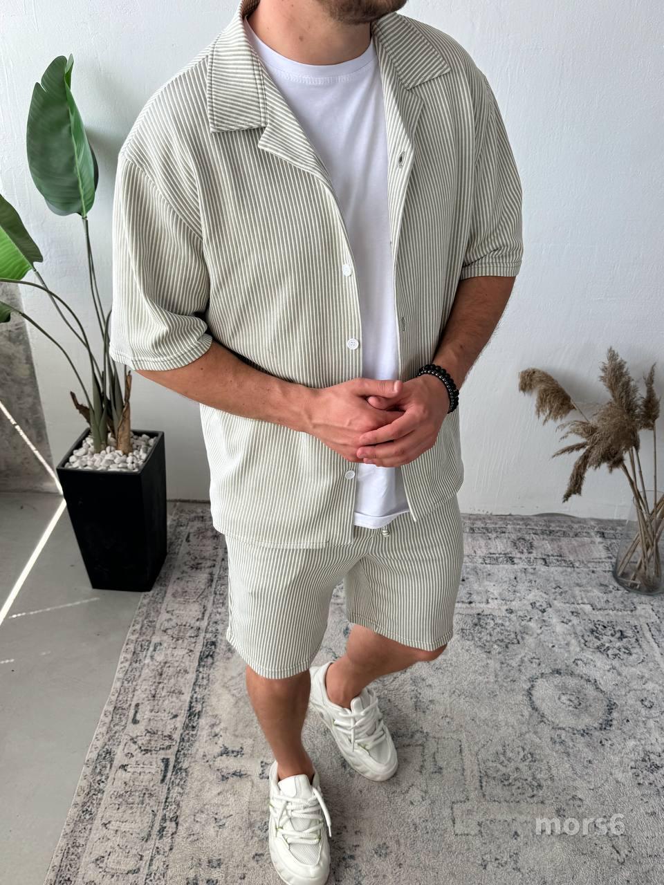 Summer mens costume, Summer pants,  pajama set, Gifts for men, Man's kit  set, summer pants, summer shirt, Natural color set