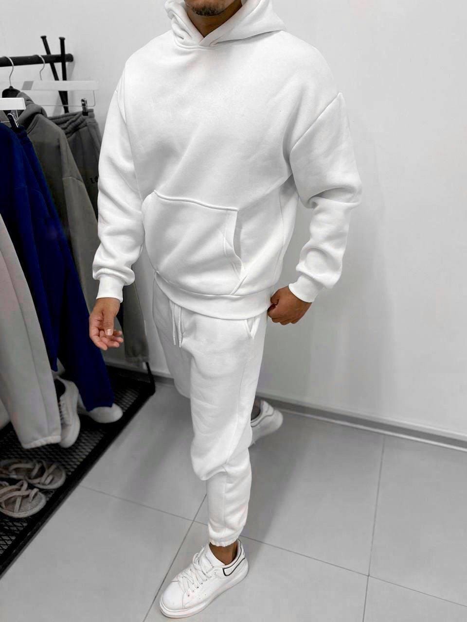 Mens Solid Color Tracksuit Set – Casual Hoodie & Joggers | Streetwear Two-Piece Set | Fall and Winter Loungewear