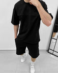 Mens Summer 2-Piece Set – Oversized T-Shirt  Shorts | Minimalist Streetwear Outfit | Casual Gymwear & Lounge Set