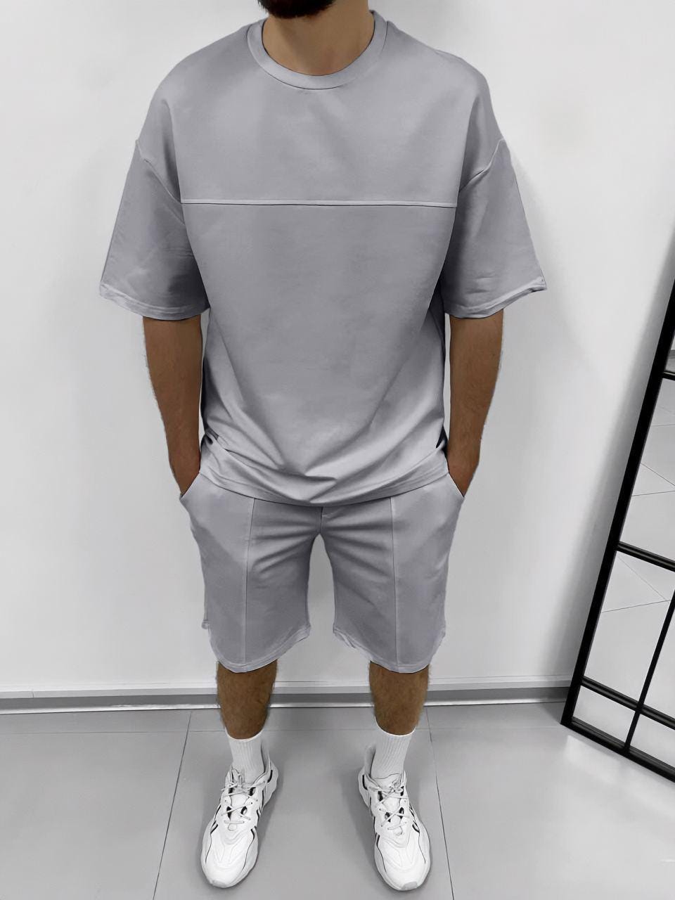 Mens Summer 2-Piece Set – Oversized T-Shirt  Shorts | Minimalist Streetwear Outfit | Casual Gymwear & Lounge Set