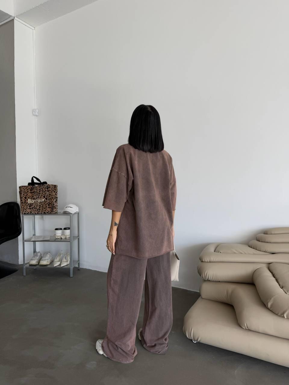 Women’s Oversized Two-Piece Lounge Set – Casual Streetwear Outfit with Wide-Leg Pants & Relaxed Fit Top