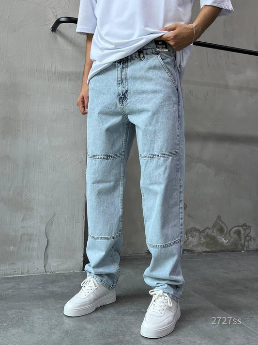 Men’s Streetwear Baggy Jeans – Wide-Leg Denim Pants with Graphic Print | Casual Urban Jeans