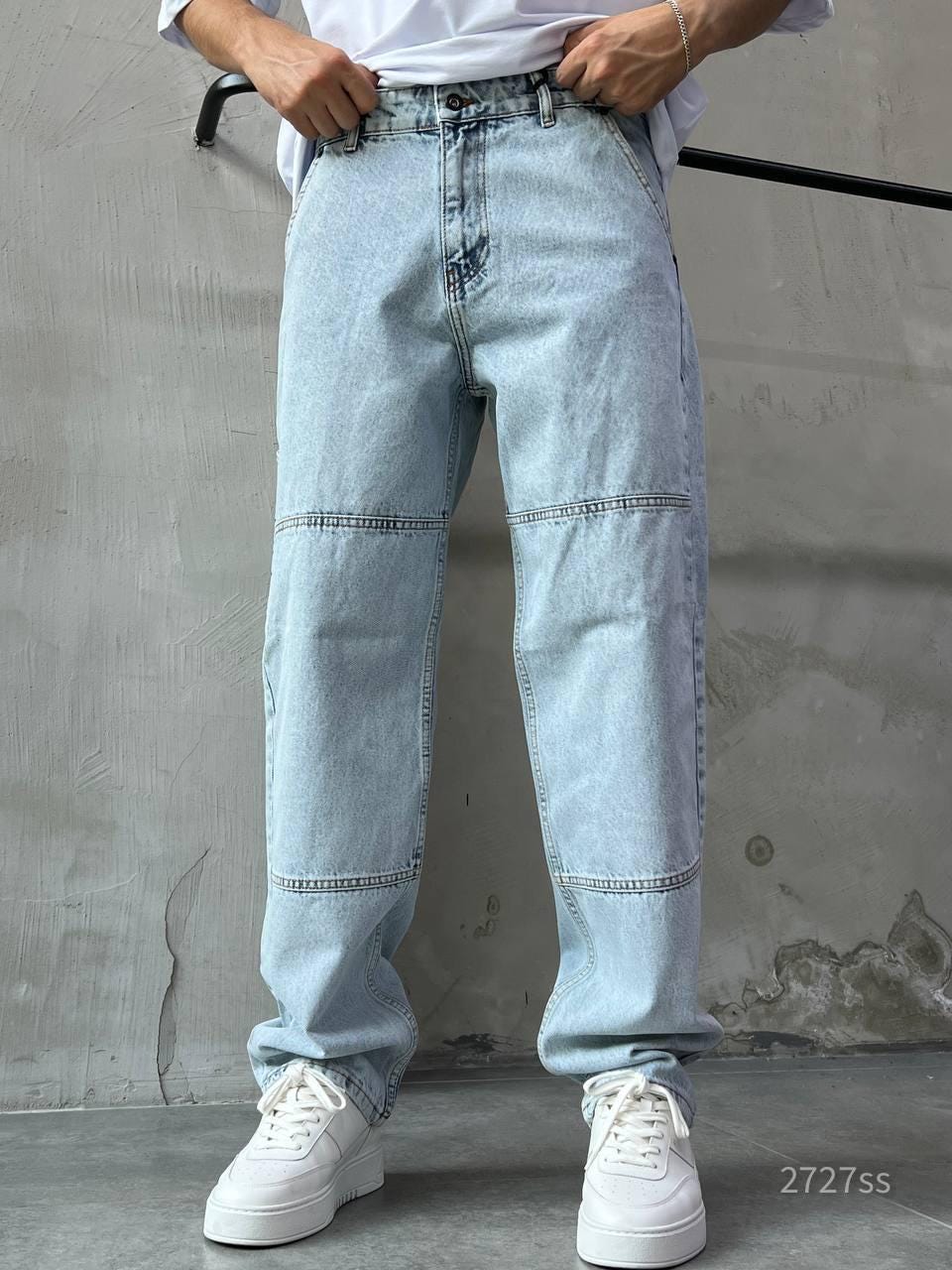 Men’s Streetwear Baggy Jeans – Wide-Leg Denim Pants with Graphic Print | Casual Urban Jeans