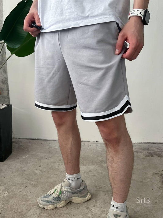 Men’s Streetwear Shorts, Basketball-Inspired, Cotton Gym Shorts with Stripe Trim, Relaxed Fit, Summer Sportswear, Gift for Him