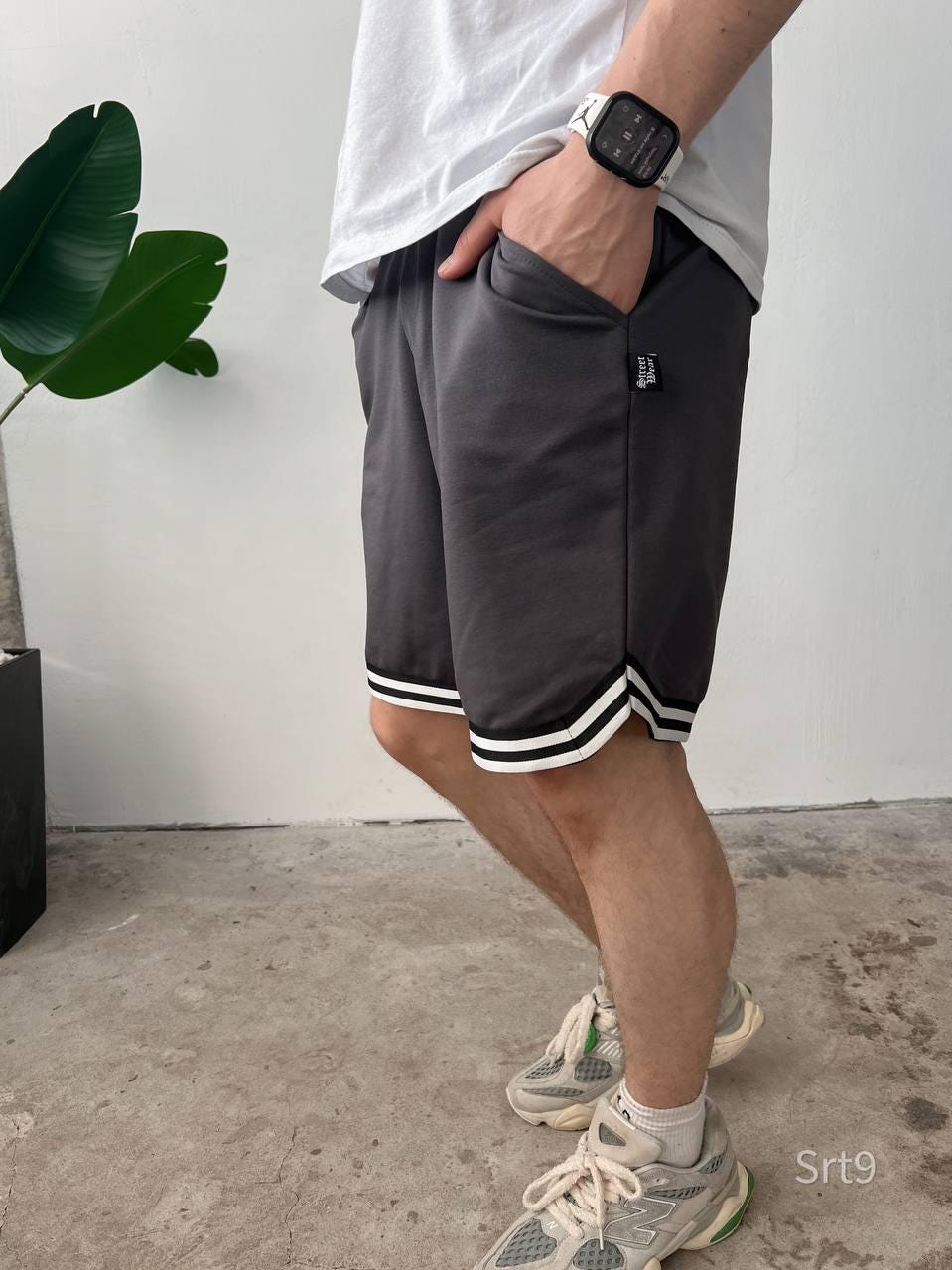 Men’s Streetwear Shorts, Basketball-Inspired, Cotton Gym Shorts with Stripe Trim, Relaxed Fit, Summer Sportswear, Gift for Him