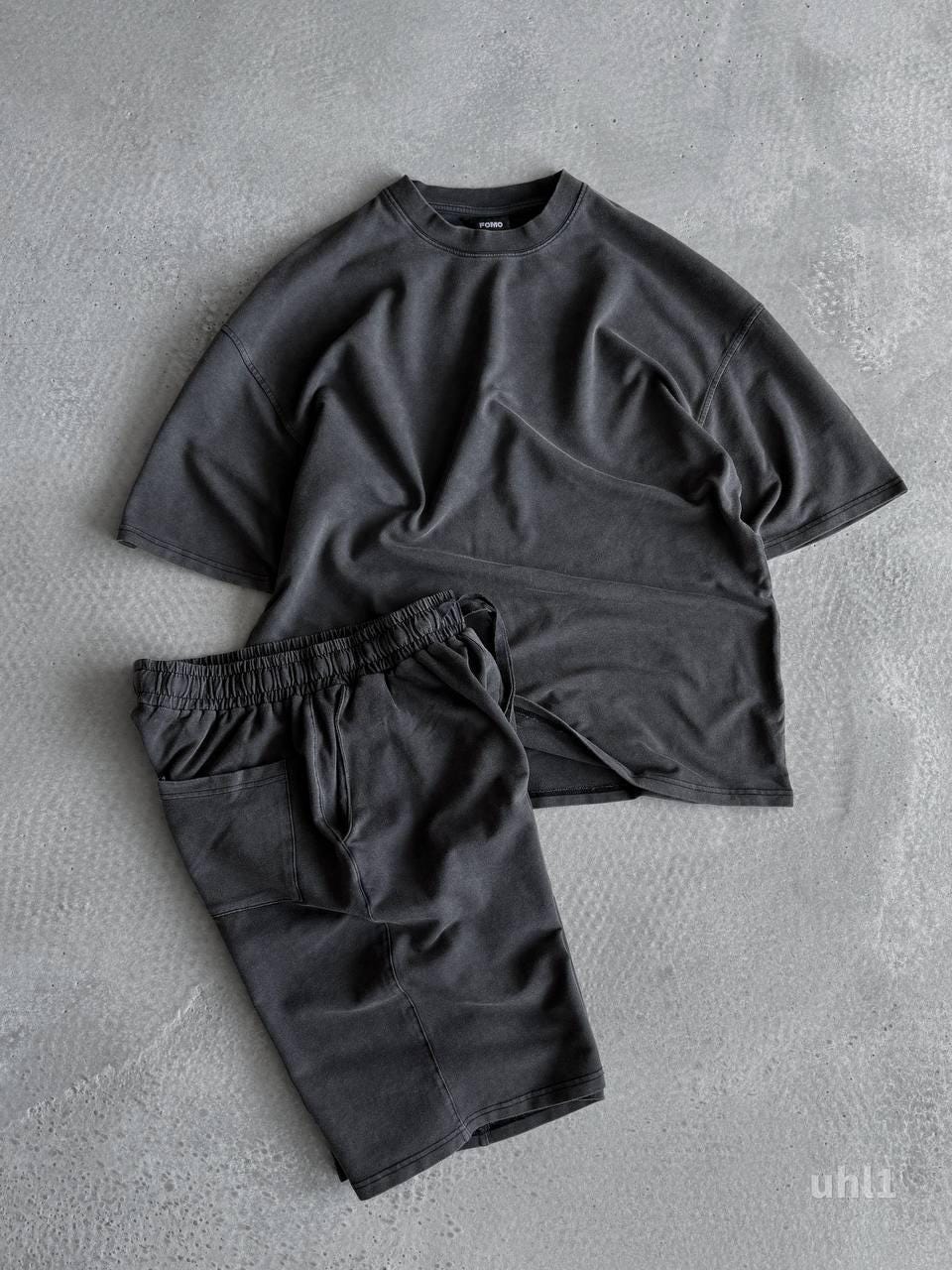 Men’s Washed Streetwear Set, Oversized T-Shirt & Cargo Shorts, Urban Summer Two Piece Outfit, Distressed Stitch Look, Gift for Hi