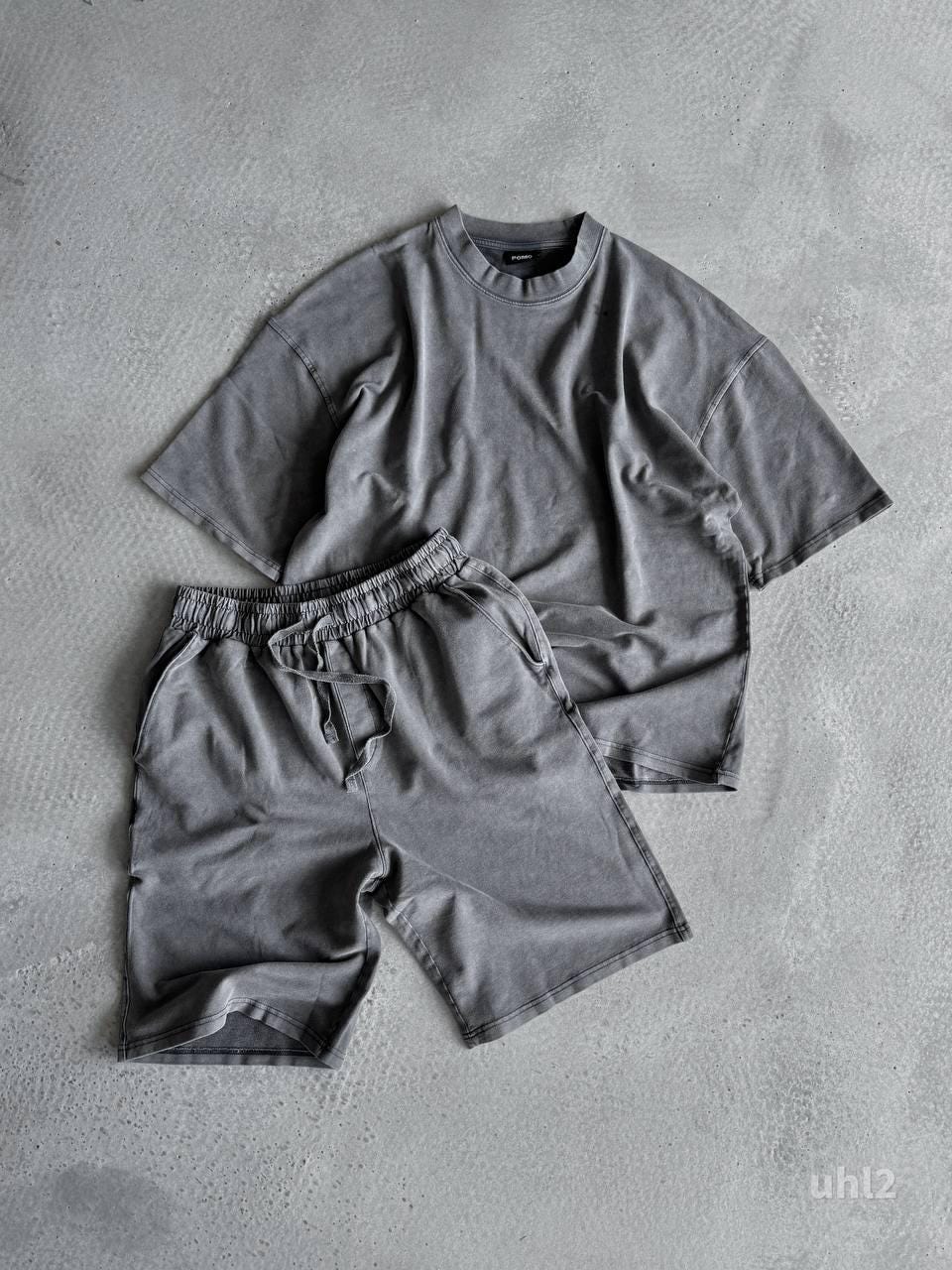 Men’s Washed Streetwear Set, Oversized T-Shirt & Cargo Shorts, Urban Summer Two Piece Outfit, Distressed Stitch Look, Gift for Hi