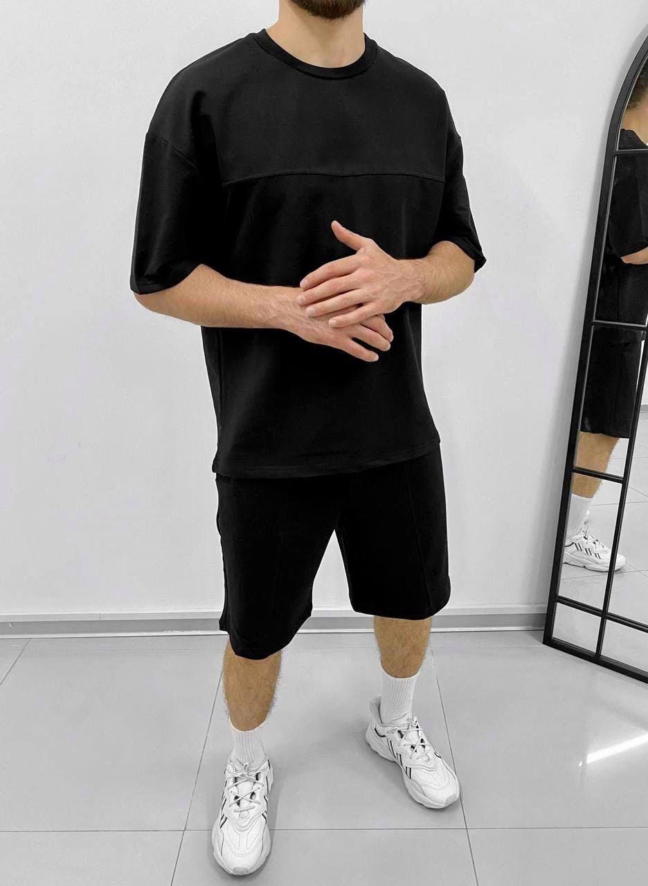 Mens Summer 2-Piece Set – Oversized T-Shirt  Shorts | Minimalist Streetwear Outfit | Casual Gymwear & Lounge Set