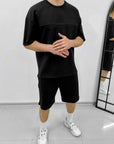 Mens Summer 2-Piece Set – Oversized T-Shirt  Shorts | Minimalist Streetwear Outfit | Casual Gymwear & Lounge Set