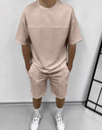 Mens Summer 2-Piece Set – Oversized T-Shirt  Shorts | Minimalist Streetwear Outfit | Casual Gymwear & Lounge Set