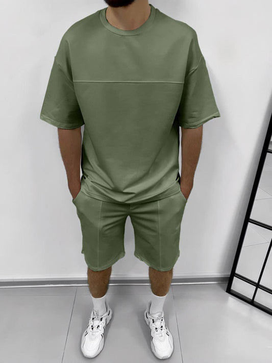 Mens Summer 2-Piece Set – Oversized T-Shirt  Shorts | Minimalist Streetwear Outfit | Casual Gymwear & Lounge Set