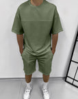 Mens Summer 2-Piece Set – Oversized T-Shirt  Shorts | Minimalist Streetwear Outfit | Casual Gymwear & Lounge Set