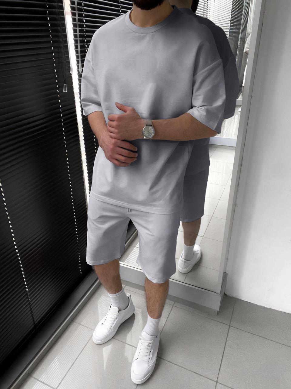 Men's Oversized T-Shirt & Shorts Set: Minimalist Cotton-Blend Summer Outfit