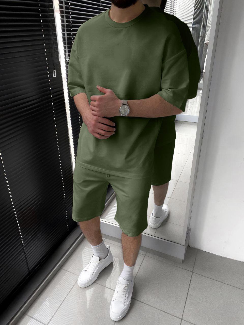 Men's Oversized T-Shirt & Shorts Set: Minimalist Cotton-Blend Summer Outfit