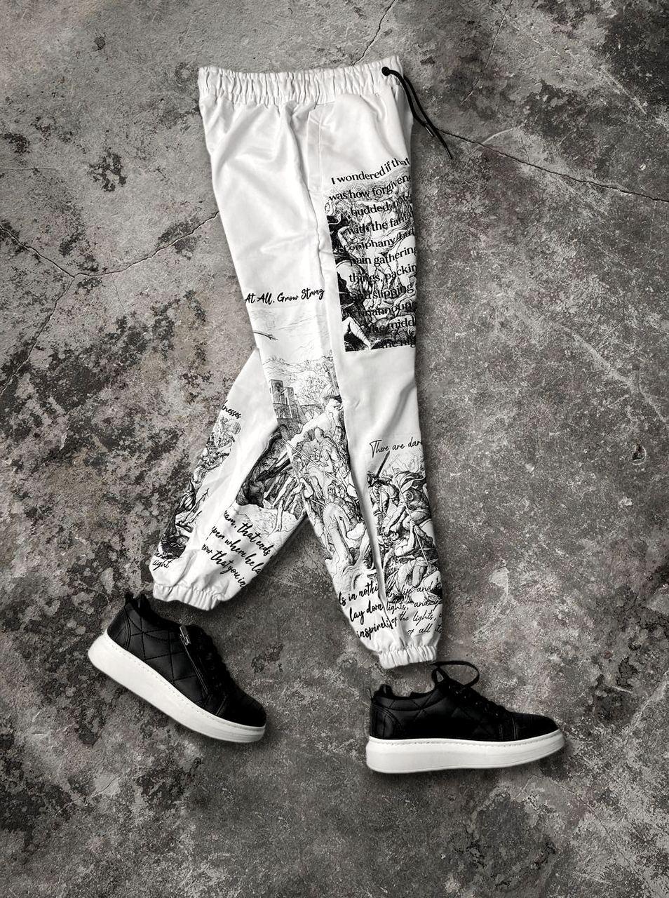 Men’s Art Print Graphic Pants – Vintage Sketch Joggers | Streetwear Statement Trousers | Unique Gothic Style