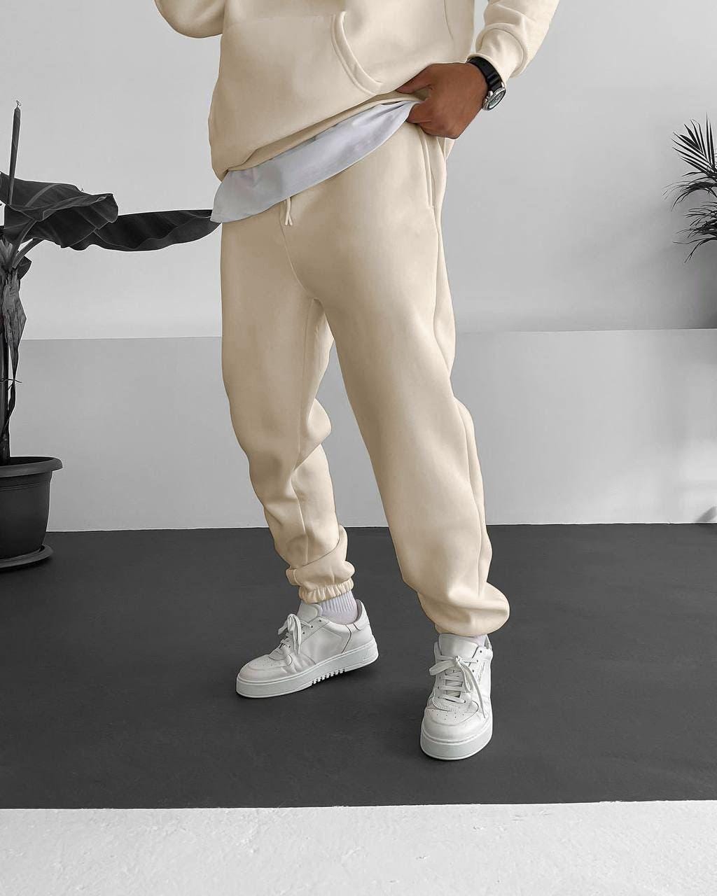 Men’s Basic Joggers – Fleece-Lined Sweatpants | Solid Color Streetwear Pants | Casual Everyday Bottoms