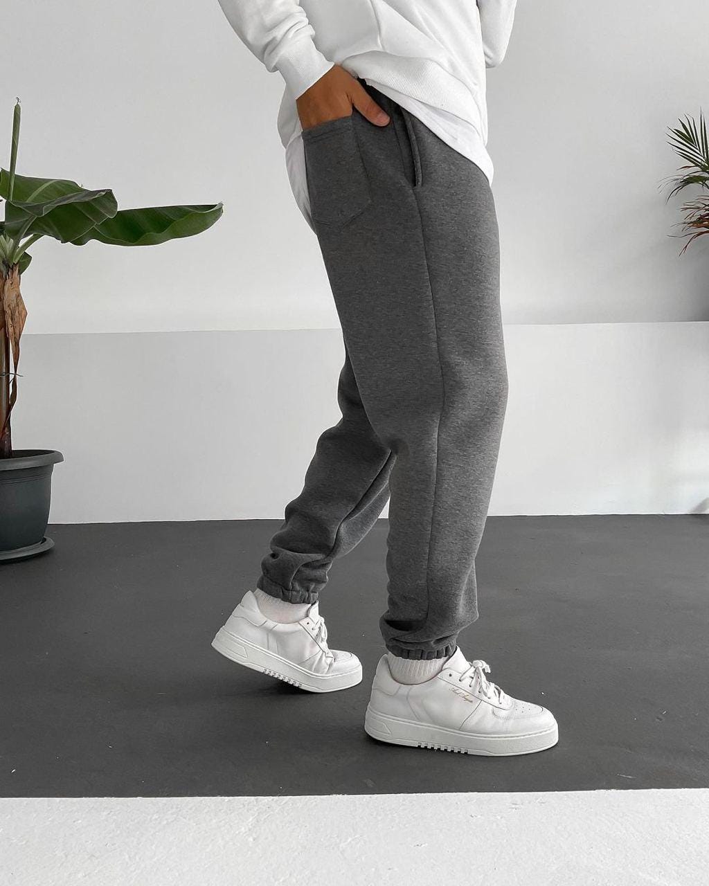 Men’s Basic Joggers – Fleece-Lined Sweatpants | Solid Color Streetwear Pants | Casual Everyday Bottoms