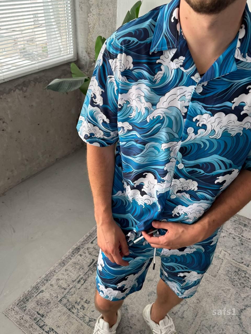 Men’s Hawaiian Shirt and Shorts Set – Tropical Two-Piece Vacation Outfit | Bold Summer Matching Set