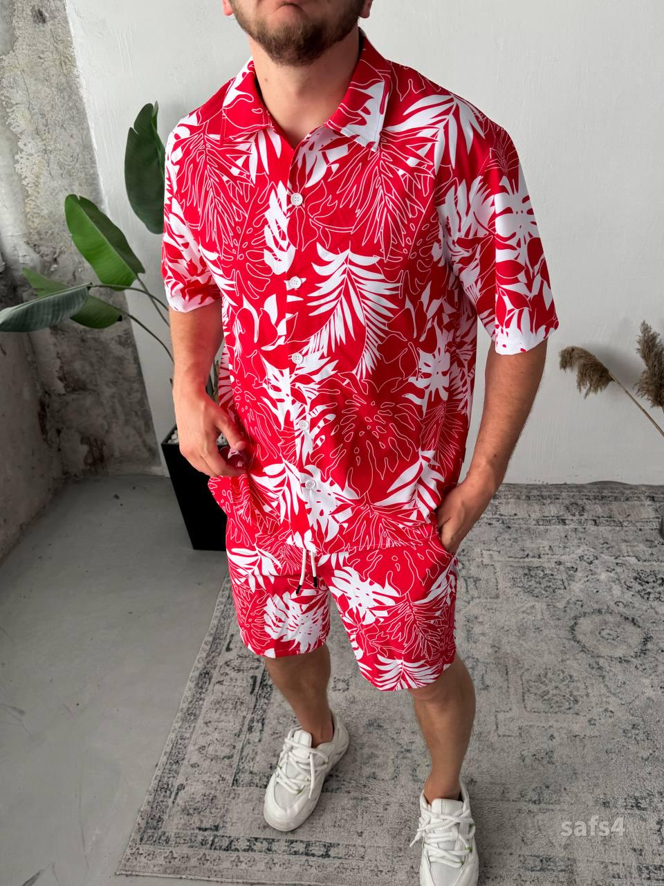 Men’s Hawaiian Shirt and Shorts Set – Tropical Two-Piece Vacation Outfit | Bold Summer Matching Set
