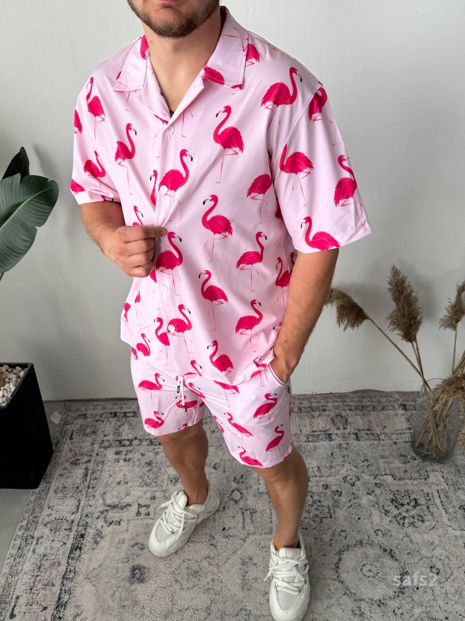 Men’s Hawaiian Shirt and Shorts Set – Tropical Two-Piece Vacation Outfit | Bold Summer Matching Set