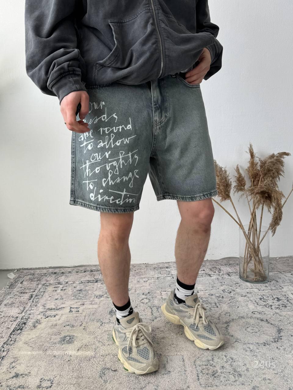 Men’s Black & Grey Denim Shorts – Casual Slim Fit Jean Shorts for Summer Streetwear