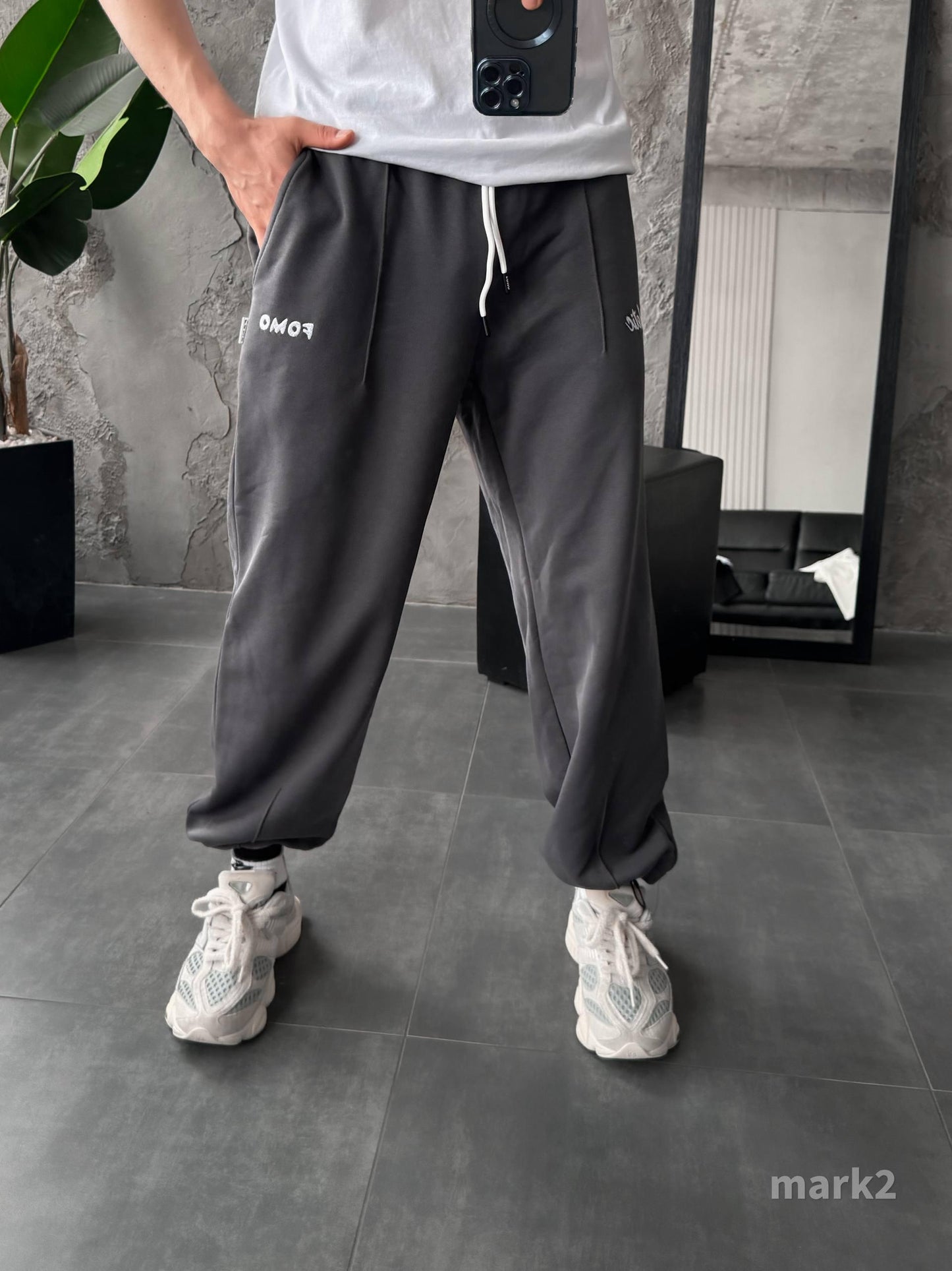 Men’s Embroidered Joggers | Fleece Sweatpants with Cuffs | Streetwear Pants with Logo