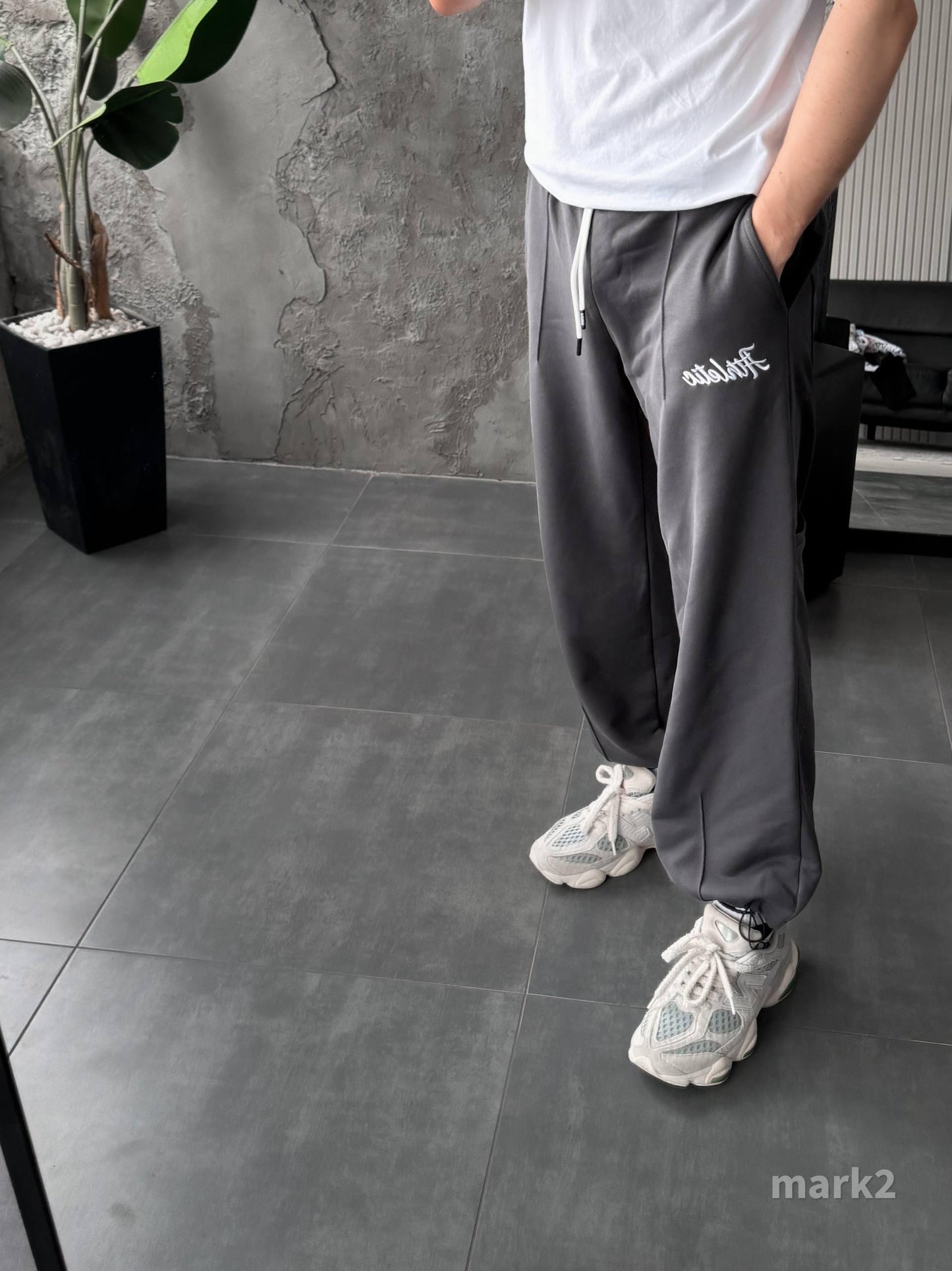 Men’s Embroidered Joggers | Fleece Sweatpants with Cuffs | Streetwear Pants with Logo