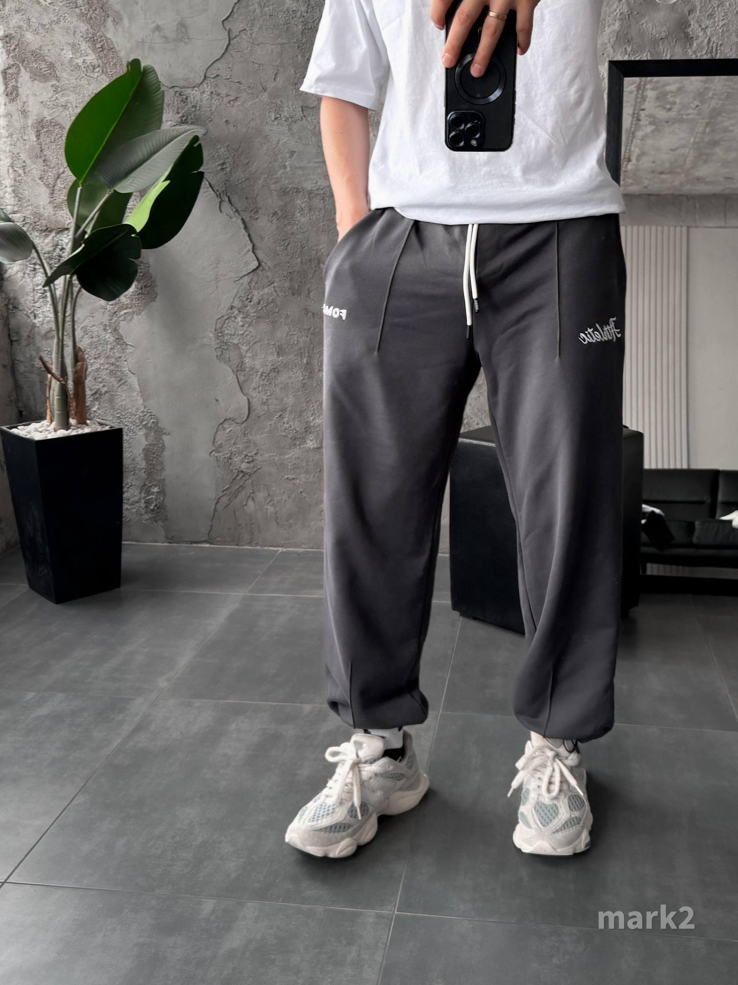 Men’s Embroidered Joggers | Fleece Sweatpants with Cuffs | Streetwear Pants with Logo
