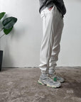 Men's Oversized Jogger Sweatpants: Black & White Side Stripe
