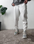 Men's Oversized Jogger Sweatpants: Black & White Side Stripe